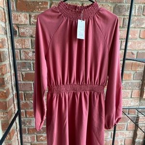 A New Day Pink Balloon Sleeves Smocked Dress Sz S